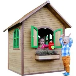 AXI Julia Maison Enfant En Bois FSC | Maison De Jeux Pour L'extérieur / Jardin En Marron & Vert | Maisonnette / Cabane De Jeu Avec Des Fenêtres - Marron -Axi Soldes Boutique 11027132 5