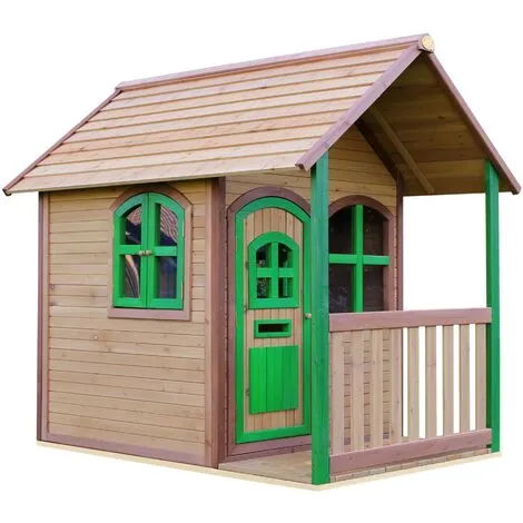 AXI Alex Maison Enfant En Bois FSC | Maison De Jeux Pour L'extérieur / Jardin En Marron & Vert | Maisonnette / Cabane De Jeu Avec Des Fenêtres & Véranda - Marron 3 AXI Alex Maison Enfant En Bois FSC | Maison De Jeux Pour L'extérieur / Jardin En Marron & Vert | Maisonnette / Cabane De Jeu Avec Des Fenêtres & Véranda - Marron – Image 3