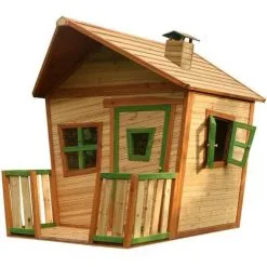 AXI Jesse Maison Enfant En Bois FSC | Maison De Jeux Pour L'extérieur / Jardin En Marron & Vert | Maisonnette / Cabane De Jeu Avec Des Fenêtres Et Véranda - Marron
