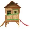 AXI Iris Maison Enfant Avec Toboggan Rouge | Aire De Jeux Pour L'extérieur En Marron & Vert | Maisonnette / Cabane De Jeu En Bois FSC - Marron