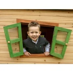 AXI Iris Maison Enfant Avec Toboggan Rouge | Aire De Jeux Pour L'extérieur En Marron & Vert | Maisonnette / Cabane De Jeu En Bois FSC - Marron -Axi Soldes Boutique 11027142 4