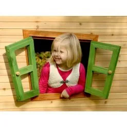 AXI Iris Maison Enfant Avec Toboggan Rouge | Aire De Jeux Pour L'extérieur En Marron & Vert | Maisonnette / Cabane De Jeu En Bois FSC - Marron -Axi Soldes Boutique 11027142 5