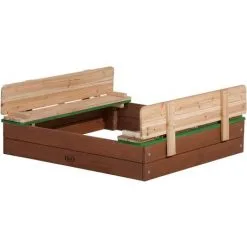 AXI Ella Bac à Sable Enfant | Bac à Sable Pour Enfants En Bois Avec Couvercle Marron & Vert | 100 X 95 Cm - Marron