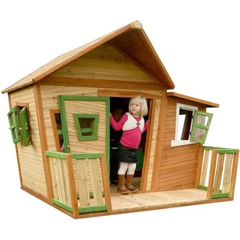 AXI Lisa Maison Enfant En Bois FSC | Maison De Jeux Pour L'extérieur / Jardin En Marron & Vert | Maisonnette / Cabane De Jeu Avec Des Fenêtres Et Véranda - Marron 2 AXI Lisa Maison Enfant En Bois FSC | Maison De Jeux Pour L'extérieur / Jardin En Marron & Vert | Maisonnette / Cabane De Jeu Avec Des Fenêtres Et Véranda - Marron – Image 2