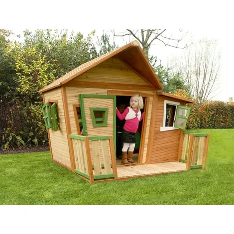 AXI Lisa Maison Enfant En Bois FSC | Maison De Jeux Pour L'extérieur / Jardin En Marron & Vert | Maisonnette / Cabane De Jeu Avec Des Fenêtres Et Véranda - Marron 5 AXI Lisa Maison Enfant En Bois FSC | Maison De Jeux Pour L'extérieur / Jardin En Marron & Vert | Maisonnette / Cabane De Jeu Avec Des Fenêtres Et Véranda - Marron – Image 5