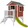 AXI Maison Enfant Beach Lodge XL En Rouge Avec Toboggan En Vert Clair | Maison De Jeux En Bois FFC Pour Les Enfants | Maisonnette / Cabane De Jeu Pour Le Jardin - Rouge