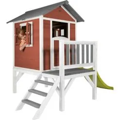 AXI Maison Enfant Beach Lodge XL En Rouge Avec Toboggan En Vert Clair | Maison De Jeux En Bois FFC Pour Les Enfants | Maisonnette / Cabane De Jeu Pour Le Jardin - Rouge -Axi Soldes Boutique 15971716 5