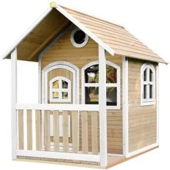 AXI Alex Maison Enfant En Bois FSC | Maison De Jeux Pour L'extérieur / Jardin En Marron & Blanc | Maisonnette / Cabane De Jeu Avec Des Fenêtres & Véranda - Marron