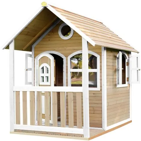 AXI Alex Maison Enfant En Bois FSC | Maison De Jeux Pour L'extérieur / Jardin En Marron & Blanc | Maisonnette / Cabane De Jeu Avec Des Fenêtres & Véranda - Marron 2 AXI Alex Maison Enfant En Bois FSC | Maison De Jeux Pour L'extérieur / Jardin En Marron & Blanc | Maisonnette / Cabane De Jeu Avec Des Fenêtres & Véranda - Marron – Image 2