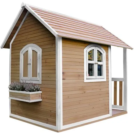 AXI Alex Maison Enfant En Bois FSC | Maison De Jeux Pour L'extérieur / Jardin En Marron & Blanc | Maisonnette / Cabane De Jeu Avec Des Fenêtres & Véranda - Marron 4 AXI Alex Maison Enfant En Bois FSC | Maison De Jeux Pour L'extérieur / Jardin En Marron & Blanc | Maisonnette / Cabane De Jeu Avec Des Fenêtres & Véranda - Marron – Image 4