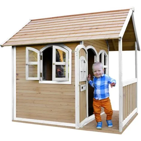 AXI Alex Maison Enfant En Bois FSC | Maison De Jeux Pour L'extérieur / Jardin En Marron & Blanc | Maisonnette / Cabane De Jeu Avec Des Fenêtres & Véranda - Marron 5 AXI Alex Maison Enfant En Bois FSC | Maison De Jeux Pour L'extérieur / Jardin En Marron & Blanc | Maisonnette / Cabane De Jeu Avec Des Fenêtres & Véranda - Marron – Image 5