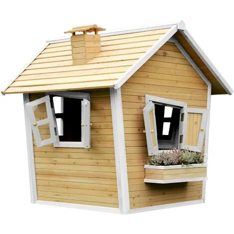 AXI Alice Maison Enfant En Bois FSC | Maison De Jeux Pour L'extérieur / Jardin En Marron & Blanc | Maisonnette / Cabane De Jeu Avec Des Fenêtres - Marron 3 AXI Alice Maison Enfant En Bois FSC | Maison De Jeux Pour L'extérieur / Jardin En Marron & Blanc | Maisonnette / Cabane De Jeu Avec Des Fenêtres - Marron – Image 3