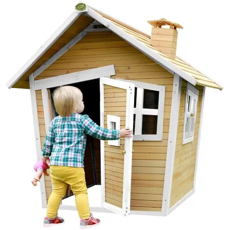 AXI Alice Maison Enfant En Bois FSC | Maison De Jeux Pour L'extérieur / Jardin En Marron & Blanc | Maisonnette / Cabane De Jeu Avec Des Fenêtres - Marron 4 AXI Alice Maison Enfant En Bois FSC | Maison De Jeux Pour L'extérieur / Jardin En Marron & Blanc | Maisonnette / Cabane De Jeu Avec Des Fenêtres - Marron – Image 4