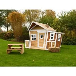 AXI Lisa Maison Enfant En Bois FSC | Maison De Jeux Pour L'extérieur / Jardin En Marron & Blanc | Maisonnette / Cabane De Jeu Avec Des Fenêtres & Véranda - Marron -Axi Soldes Boutique 18376345 4