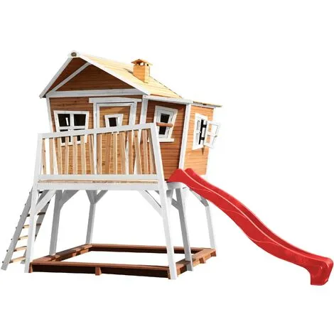 AXI Max Maison Enfant Avec Bac à Sable & Toboggan Rouge | Aire De Jeux Pour L'extérieur En Marron & Blanc | Maisonnette / Cabane De Jeu En Bois FSC - Marron 1 AXI Max Maison Enfant Avec Bac à Sable & Toboggan Rouge | Aire De Jeux Pour L'extérieur En Marron & Blanc | Maisonnette / Cabane De Jeu En Bois FSC - Marron