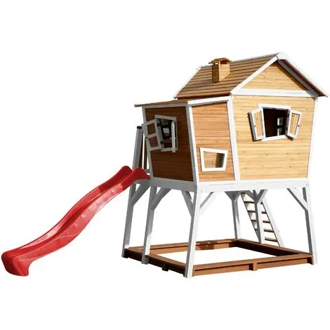 AXI Max Maison Enfant Avec Bac à Sable & Toboggan Rouge | Aire De Jeux Pour L'extérieur En Marron & Blanc | Maisonnette / Cabane De Jeu En Bois FSC - Marron 3 AXI Max Maison Enfant Avec Bac à Sable & Toboggan Rouge | Aire De Jeux Pour L'extérieur En Marron & Blanc | Maisonnette / Cabane De Jeu En Bois FSC - Marron – Image 3