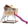 AXI Max Maison Enfant Avec Bac à Sable & Toboggan Violet | Aire De Jeux Pour L'extérieur En Marron & Blanc | Maisonnette / Cabane De Jeu En Bois FSC - Marron