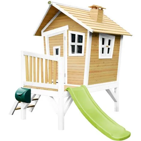 AXI Robin Maison Enfant Avec Toboggan Vert Clair | Aire De Jeux Pour L'extérieur En Marron & Blanc | Maisonnette / Cabane De Jeu En Bois FSC - Marron 1 AXI Robin Maison Enfant Avec Toboggan Vert Clair | Aire De Jeux Pour L'extérieur En Marron & Blanc | Maisonnette / Cabane De Jeu En Bois FSC - Marron