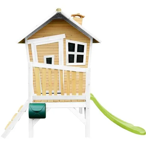 AXI Robin Maison Enfant Avec Toboggan Vert Clair | Aire De Jeux Pour L'extérieur En Marron & Blanc | Maisonnette / Cabane De Jeu En Bois FSC - Marron 2 AXI Robin Maison Enfant Avec Toboggan Vert Clair | Aire De Jeux Pour L'extérieur En Marron & Blanc | Maisonnette / Cabane De Jeu En Bois FSC - Marron – Image 2
