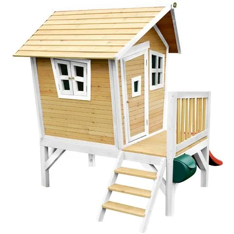 AXI Robin Maison Enfant Avec Toboggan Rouge | Aire De Jeux Pour L'extérieur En Marron & Blanc | Maisonnette / Cabane De Jeu En Bois FSC - Marron 5 AXI Robin Maison Enfant Avec Toboggan Rouge | Aire De Jeux Pour L'extérieur En Marron & Blanc | Maisonnette / Cabane De Jeu En Bois FSC - Marron – Image 5