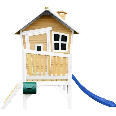 AXI Robin Maison Enfant Avec Toboggan Bleu | Aire De Jeux Pour L'extérieur En Marron & Blanc | Maisonnette / Cabane De Jeu En Bois FSC - Marron 2 AXI Robin Maison Enfant Avec Toboggan Bleu | Aire De Jeux Pour L'extérieur En Marron & Blanc | Maisonnette / Cabane De Jeu En Bois FSC - Marron – Image 2