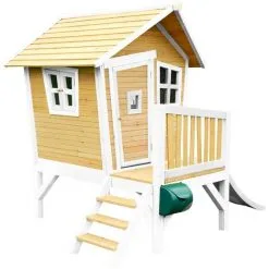 AXI Robin Maison Enfant Avec Toboggan Blanc | Aire De Jeux Pour L'extérieur En Marron & Blanc | Maisonnette / Cabane De Jeu En Bois FSC - Marron -Axi Soldes Boutique 18376354 3