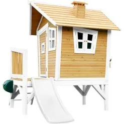AXI Robin Maison Enfant Avec Toboggan Blanc | Aire De Jeux Pour L'extérieur En Marron & Blanc | Maisonnette / Cabane De Jeu En Bois FSC - Marron -Axi Soldes Boutique 18376354 4