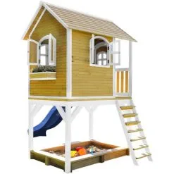 AXI Sarah Maison Enfant Avec Bac à Sable & Toboggan Bleu | Aire De Jeux Pour L'extérieur En Marron & Blanc| Maisonnette / Cabane De Jeu En Bois FSC - Marron 8 AXI Sarah Maison Enfant Avec Bac à Sable & Toboggan Bleu | Aire De Jeux Pour L'extérieur En Marron & Blanc| Maisonnette / Cabane De Jeu En Bois FSC - Marron -Axi Soldes Boutique 18376356 4