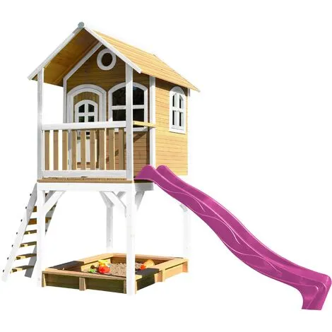 AXI Sarah Maison Enfant Avec Bac à Sable & Toboggan Rose | Aire De Jeux Pour L'extérieur En Marron & Blanc | Maisonnette / Cabane De Jeu En Bois FSC - Marron 1 AXI Sarah Maison Enfant Avec Bac à Sable & Toboggan Rose | Aire De Jeux Pour L'extérieur En Marron & Blanc | Maisonnette / Cabane De Jeu En Bois FSC - Marron