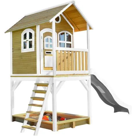 AXI Sarah Maison Enfant Avec Bac à Sable & Toboggan Blanc | Aire De Jeux Pour L'extérieur En Marron & Blanc | Maisonnette / Cabane De Jeu En Bois FSC - Marron 2 AXI Sarah Maison Enfant Avec Bac à Sable & Toboggan Blanc | Aire De Jeux Pour L'extérieur En Marron & Blanc | Maisonnette / Cabane De Jeu En Bois FSC - Marron – Image 2