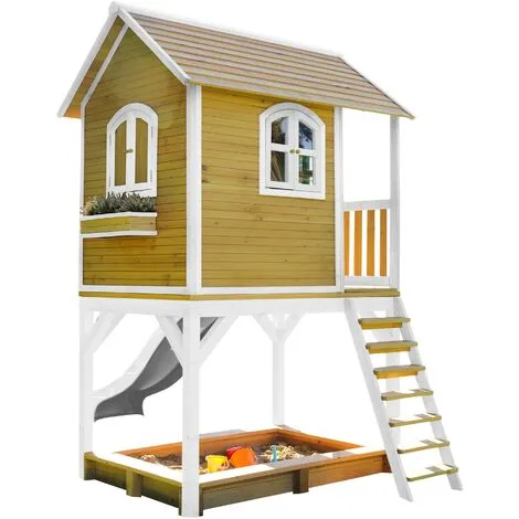 AXI Sarah Maison Enfant Avec Bac à Sable & Toboggan Blanc | Aire De Jeux Pour L'extérieur En Marron & Blanc | Maisonnette / Cabane De Jeu En Bois FSC - Marron 3 AXI Sarah Maison Enfant Avec Bac à Sable & Toboggan Blanc | Aire De Jeux Pour L'extérieur En Marron & Blanc | Maisonnette / Cabane De Jeu En Bois FSC - Marron – Image 3