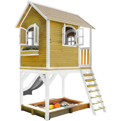 AXI Sarah Maison Enfant Avec Bac à Sable & Toboggan Blanc | Aire De Jeux Pour L'extérieur En Marron & Blanc | Maisonnette / Cabane De Jeu En Bois FSC - Marron 4 AXI Sarah Maison Enfant Avec Bac à Sable & Toboggan Blanc | Aire De Jeux Pour L'extérieur En Marron & Blanc | Maisonnette / Cabane De Jeu En Bois FSC - Marron – Image 4