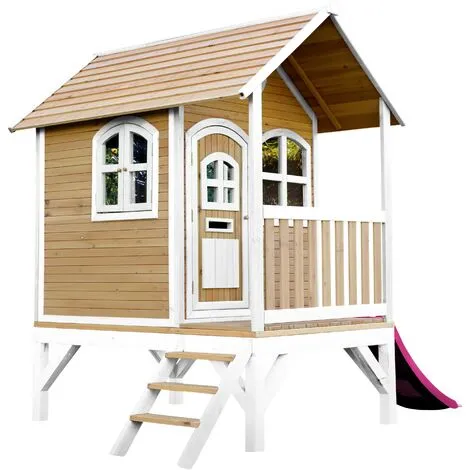 AXI Tom Maison Enfant Avec Toboggan Rose | Aire De Jeux Pour L'extérieur En Marron & Blanc | Maisonnette / Cabane De Jeu En Bois FSC - Marron 2 AXI Tom Maison Enfant Avec Toboggan Rose | Aire De Jeux Pour L'extérieur En Marron & Blanc | Maisonnette / Cabane De Jeu En Bois FSC - Marron – Image 2