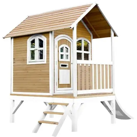 AXI Tom Maison Enfant Avec Toboggan Blanc | Aire De Jeux Pour L'extérieur En Marron & Blanc | Maisonnette / Cabane De Jeu En Bois FSC - Marron 2 AXI Tom Maison Enfant Avec Toboggan Blanc | Aire De Jeux Pour L'extérieur En Marron & Blanc | Maisonnette / Cabane De Jeu En Bois FSC - Marron – Image 2