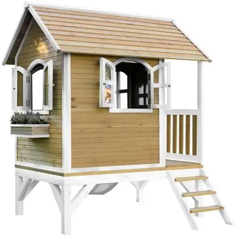 AXI Tom Maison Enfant Avec Toboggan Blanc | Aire De Jeux Pour L'extérieur En Marron & Blanc | Maisonnette / Cabane De Jeu En Bois FSC - Marron 4 AXI Tom Maison Enfant Avec Toboggan Blanc | Aire De Jeux Pour L'extérieur En Marron & Blanc | Maisonnette / Cabane De Jeu En Bois FSC - Marron – Image 4