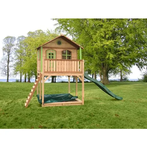 AXI Andy Maison Enfant Avec Bac à Sable & Toboggan Vert | Aire De Jeux Pour L'extérieur En Marron & Vert | Maisonnette / Cabane De Jeu En Bois FSC - Marron 4 AXI Andy Maison Enfant Avec Bac à Sable & Toboggan Vert | Aire De Jeux Pour L'extérieur En Marron & Vert | Maisonnette / Cabane De Jeu En Bois FSC - Marron – Image 4