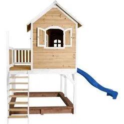 AXI Liam Maison Enfant Avec Bac à Sable & Toboggan Bleu | Aire De Jeux Pour L'extérieur En Marron & Blanc | Maisonnette / Cabane De Jeu En Bois FSC - Marron -Axi Soldes Boutique 18376376 3