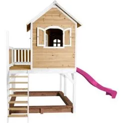 AXI Liam Maison Enfant Avec Bac à Sable & Toboggan Violet | Aire De Jeux Pour L'extérieur En Marron & Blanc | Maisonnette / Cabane De Jeu En Bois FSC - Marron -Axi Soldes Boutique 18376377 3