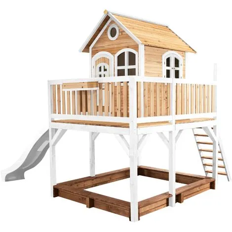 AXI Liam Maison Enfant Avec Bac à Sable & Toboggan Blanc | Aire De Jeux Pour L'extérieur En Marron & Blanc | Maisonnette / Cabane De Jeu En Bois FSC - Marron 1 AXI Liam Maison Enfant Avec Bac à Sable & Toboggan Blanc | Aire De Jeux Pour L'extérieur En Marron & Blanc | Maisonnette / Cabane De Jeu En Bois FSC - Marron
