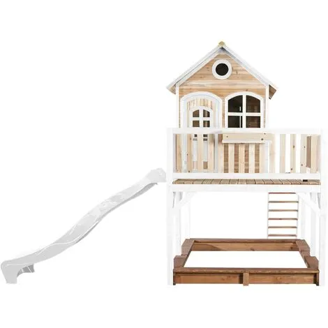 AXI Liam Maison Enfant Avec Bac à Sable & Toboggan Blanc | Aire De Jeux Pour L'extérieur En Marron & Blanc | Maisonnette / Cabane De Jeu En Bois FSC - Marron 2 AXI Liam Maison Enfant Avec Bac à Sable & Toboggan Blanc | Aire De Jeux Pour L'extérieur En Marron & Blanc | Maisonnette / Cabane De Jeu En Bois FSC - Marron – Image 2