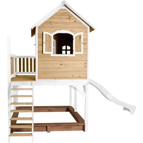AXI Liam Maison Enfant Avec Bac à Sable & Toboggan Blanc | Aire De Jeux Pour L'extérieur En Marron & Blanc | Maisonnette / Cabane De Jeu En Bois FSC - Marron 3 AXI Liam Maison Enfant Avec Bac à Sable & Toboggan Blanc | Aire De Jeux Pour L'extérieur En Marron & Blanc | Maisonnette / Cabane De Jeu En Bois FSC - Marron – Image 3