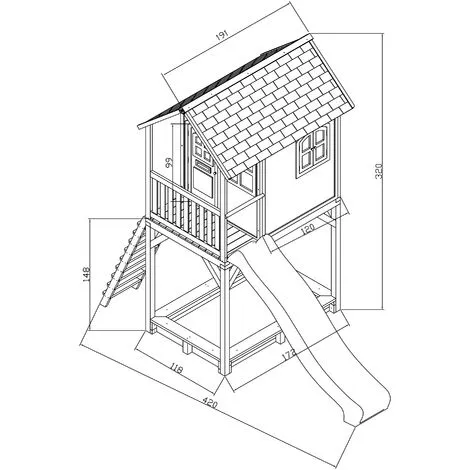 AXI Romy Maison Enfant Avec Bac à Sable & Toboggan Vert | Aire De Jeux Pour L'extérieur En Marron & Vert | Maisonnette / Cabane De Jeu En Bois FSC - Marron 2 AXI Romy Maison Enfant Avec Bac à Sable & Toboggan Vert | Aire De Jeux Pour L'extérieur En Marron & Vert | Maisonnette / Cabane De Jeu En Bois FSC - Marron – Image 2