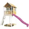 AXI Romy Maison Enfant Avec Bac à Sable & Toboggan Violet | Aire De Jeux Pour L'extérieur En Blanc & Marron| Maisonnette / Cabane De Jeu En Bois FSC - Marron