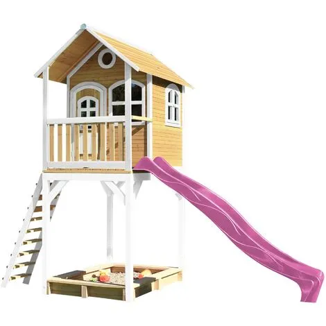 AXI Romy Maison Enfant Avec Bac à Sable & Toboggan Violet | Aire De Jeux Pour L'extérieur En Blanc & Marron| Maisonnette / Cabane De Jeu En Bois FSC - Marron 1 AXI Romy Maison Enfant Avec Bac à Sable & Toboggan Violet | Aire De Jeux Pour L'extérieur En Blanc & Marron| Maisonnette / Cabane De Jeu En Bois FSC - Marron
