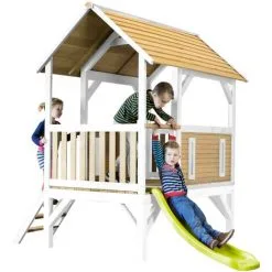 AXI Akela Maison Enfant Avec Toboggan Vert Clair | Aire De Jeux Pour L'extérieur En Marron & Blanc | Maisonnette / Cabane De Jeu En Bois FSC - Marron 7 AXI Akela Maison Enfant Avec Toboggan Vert Clair | Aire De Jeux Pour L'extérieur En Marron & Blanc | Maisonnette / Cabane De Jeu En Bois FSC - Marron -Axi Soldes Boutique 18395749 3