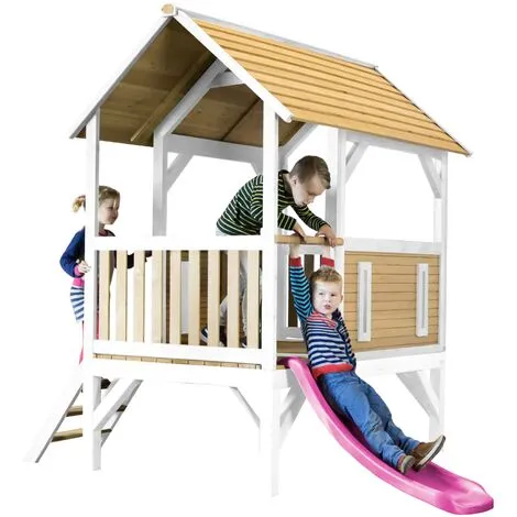 AXI Akela Maison Enfant Avec Toboggan Violet | Aire De Jeux Pour L'extérieur En Marron & Blanc | Maisonnette / Cabane De Jeu En Bois FSC - Marron 2 AXI Akela Maison Enfant Avec Toboggan Violet | Aire De Jeux Pour L'extérieur En Marron & Blanc | Maisonnette / Cabane De Jeu En Bois FSC - Marron – Image 2