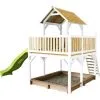 AXI Atka Maison Enfant Avec Bac à Sable & Toboggan Vert Clair | Aire De Jeux Pour L'extérieur En Marron & Blanc | Maisonnette / Cabane De Jeu En Bois FSC - Marron