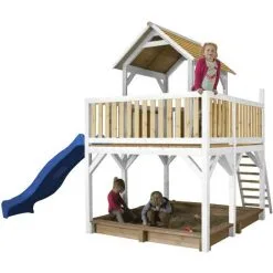 AXI Atka Maison Enfant Avec Bac à Sable & Toboggan Bleu | Aire De Jeux Pour L'extérieur En Marron & Blanc | Maisonnette / Cabane De Jeu En Bois FSC - Marron -Axi Soldes Boutique 18395914 3