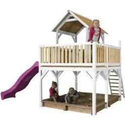 AXI Atka Maison Enfant Avec Bac à Sable & Toboggan Violet | Aire De Jeux Pour L'extérieur En Marron & Blanc | Maisonnette / Cabane De Jeu En Bois FSC - Marron 7 AXI Atka Maison Enfant Avec Bac à Sable & Toboggan Violet | Aire De Jeux Pour L'extérieur En Marron & Blanc | Maisonnette / Cabane De Jeu En Bois FSC - Marron -Axi Soldes Boutique 18395943 3