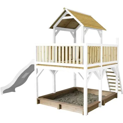 AXI Atka Maison Enfant Avec Bac à Sable & Toboggan Blanc | Aire De Jeux Pour L'extérieur En Marron & Blanc | Maisonnette / Cabane De Jeu En Bois FSC - Marron 1 AXI Atka Maison Enfant Avec Bac à Sable & Toboggan Blanc | Aire De Jeux Pour L'extérieur En Marron & Blanc | Maisonnette / Cabane De Jeu En Bois FSC - Marron